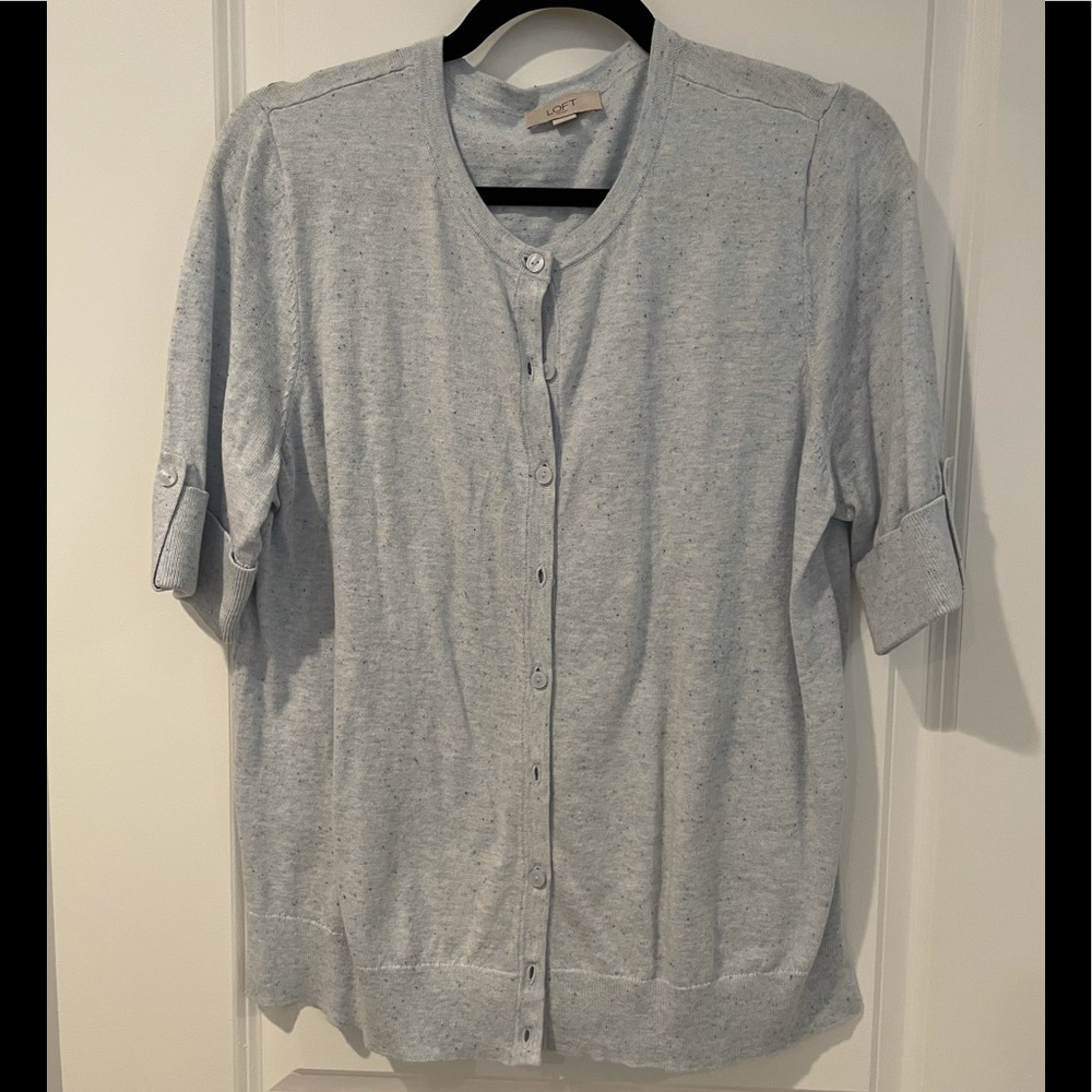 LOFT outlet sz L light blue woven cardigan